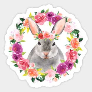 Adorable Floral Bunny Rabbit T-Shirts & Accessories for Bunny and Rabbit Lovers Gift Sticker